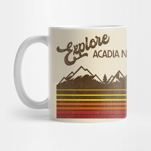 Explore Acadia National Park Retro 70s/80s Stripe by darklordpug